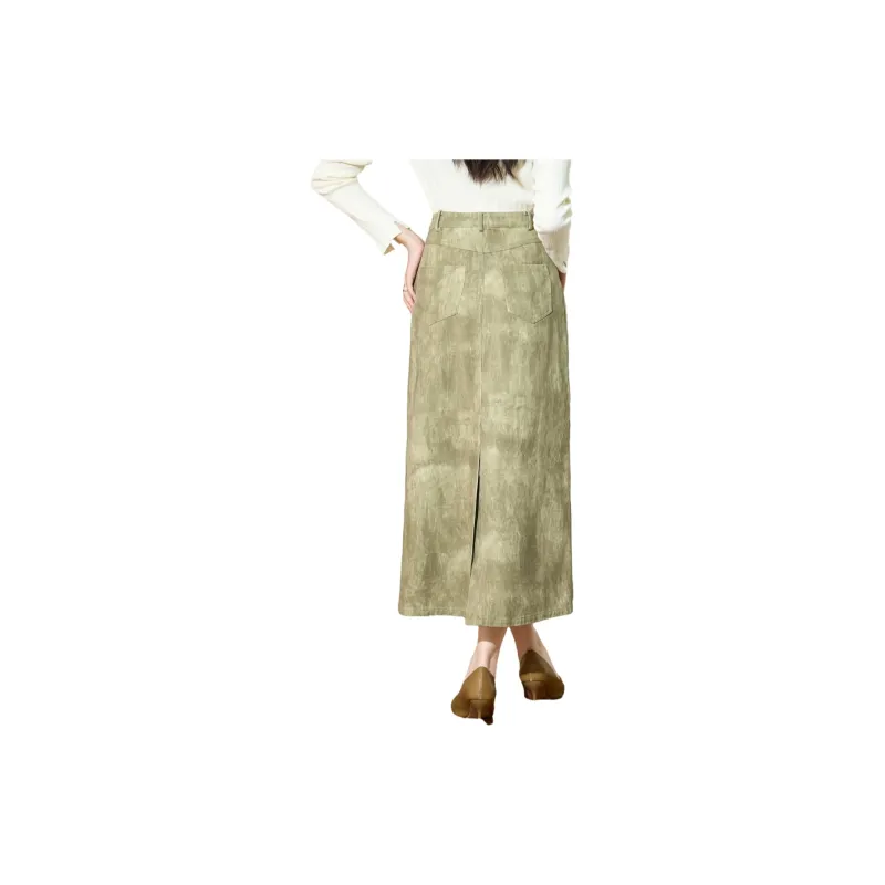 SMEN Casual Long Skirts Women's Khaki-1