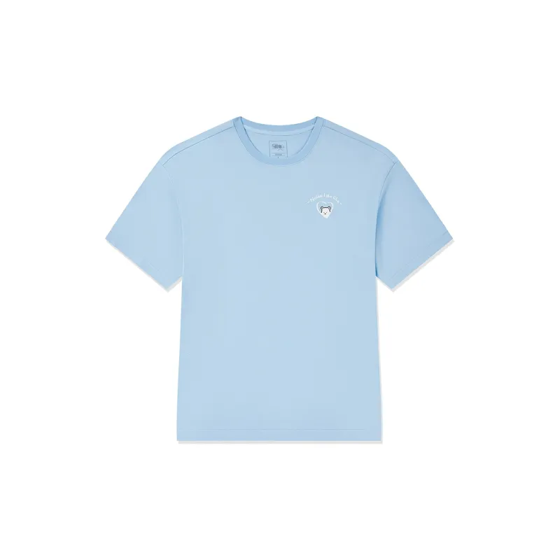 QIAODAN Drop Shoulder Sleeve T Shirt Men's Sunny Mountain Blue-1