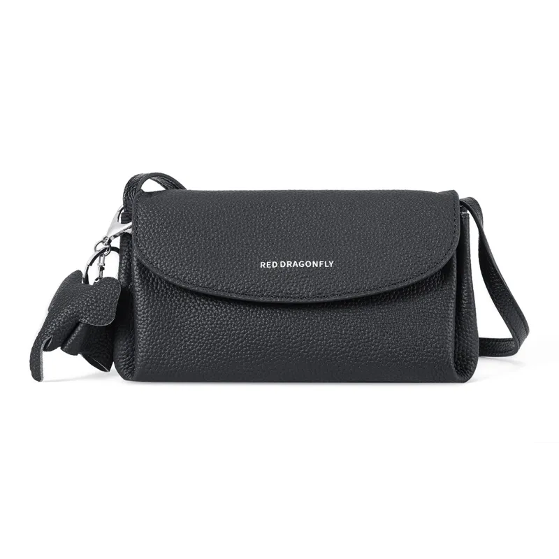 RED DRAGONFLY Cow Leather Crossbody Bag, Shoulder Bag Women's Ecru/Apricot/Black-12