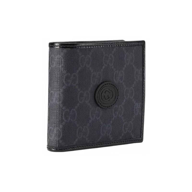GUCCI GG Canvas With Leather Trim Card Holder, Wallet, Coin Purse Regular Men's Black-1