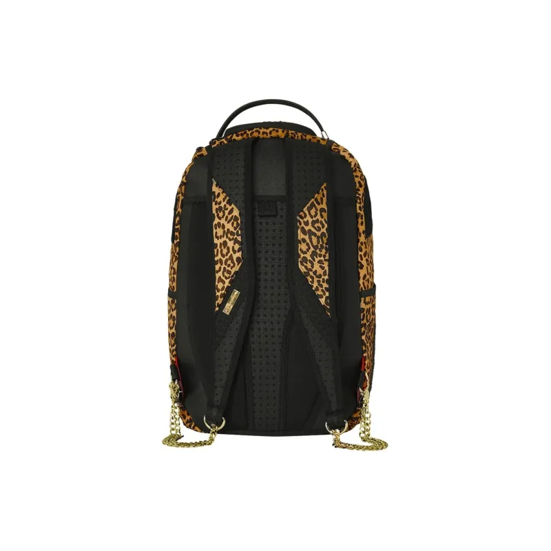 SPRAYGROUND Leather Backpack Unisex Leopard Print Brown-4