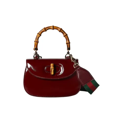 GUCCI Patent Leather Shoulder Bag Crossbody Bag Handbag Small Size Women's Red