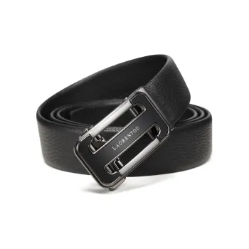 Old Man's Head Automatic Buckle With Textured Grain Cow Leather Leather Belts Men's Black