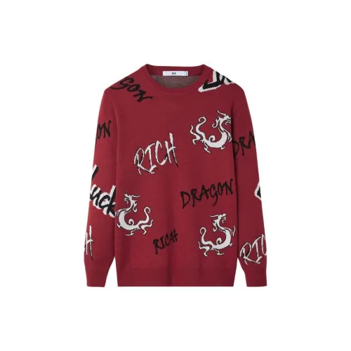 HLA Sweaters Men Large Red Pattern