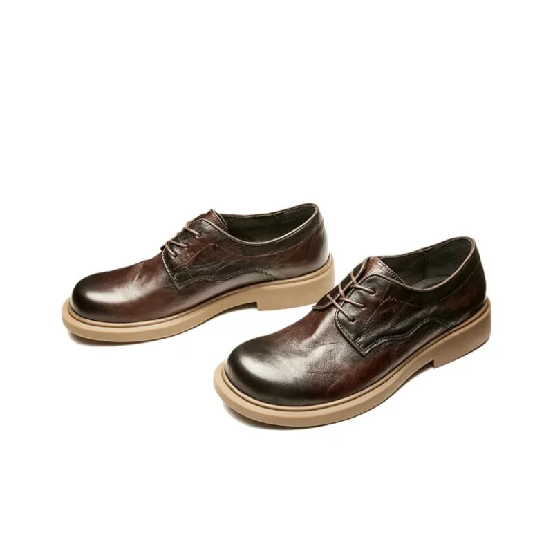 Brounvanm Dress Shoes Men Low Top Coffee/Black-2