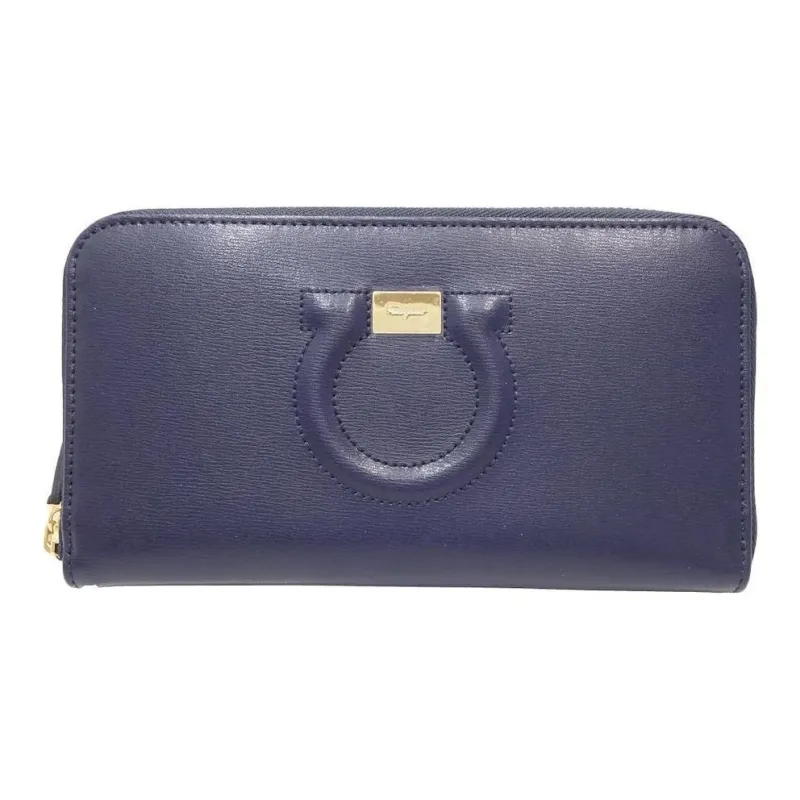 FERRAGAMO Leather Wallet Women's Marine Blue-1