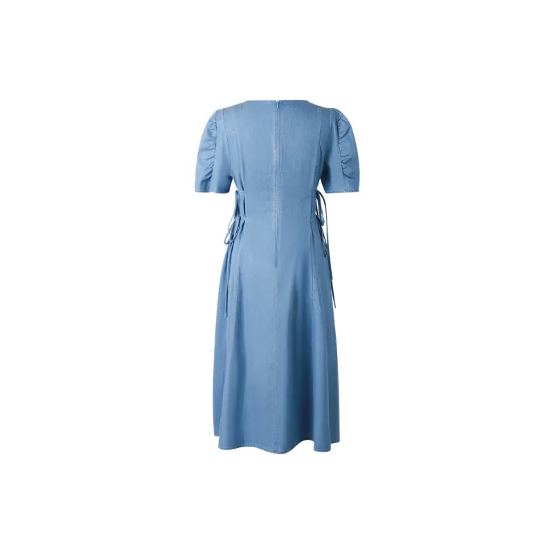 THE SEA LIFE Short Sleeved Dress Women's Denim Blue-1