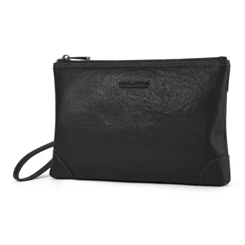 WilliamPOLO Cow Leather Clutch With IPad Slot Multiple Card Slots And Envelope Bag Regular Men's Black