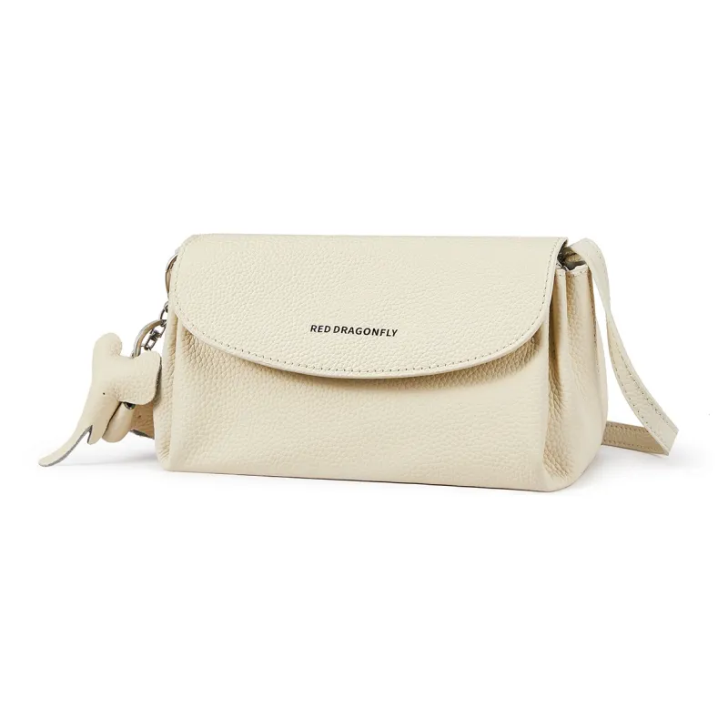 RED DRAGONFLY Cow Leather Crossbody Bag, Shoulder Bag Women's Ecru/Apricot/Black-8