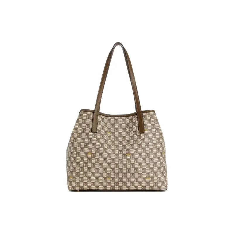 GUESS Artificial Leather Tote Bag Shopping Bag Shoulder Bag Handbag Small Size Women's Brown-4