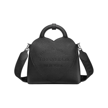 TIFFANY & CO. Taurillon Leather Tote Bag, Shopping Bag, Shoulder Bag, Crossbody Bag, Handbag Small Size Women's Black