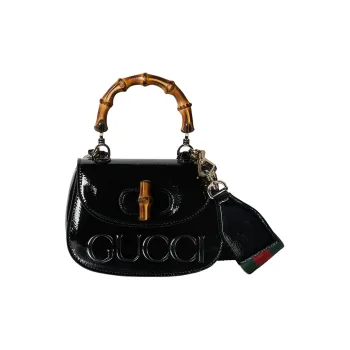 GUCCI Patent Leather Shoulder Bag Crossbody Bag Handbag Mini Women's Black