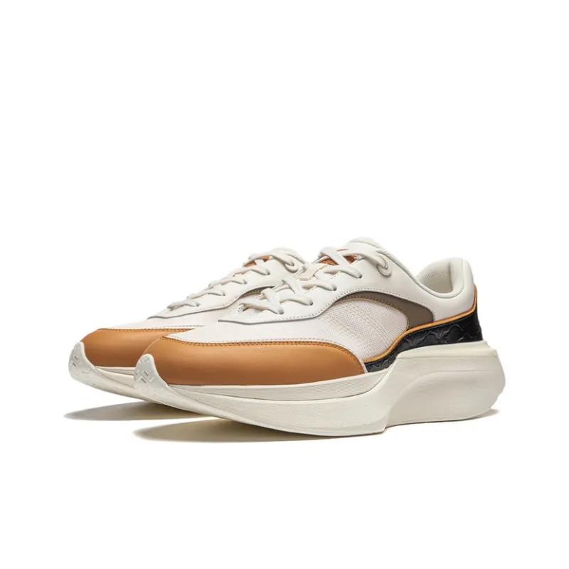 LI NING 1990 Dimensity Cushioning Wear Resistant Low Top Running Shoes Men's White Black Brown-2