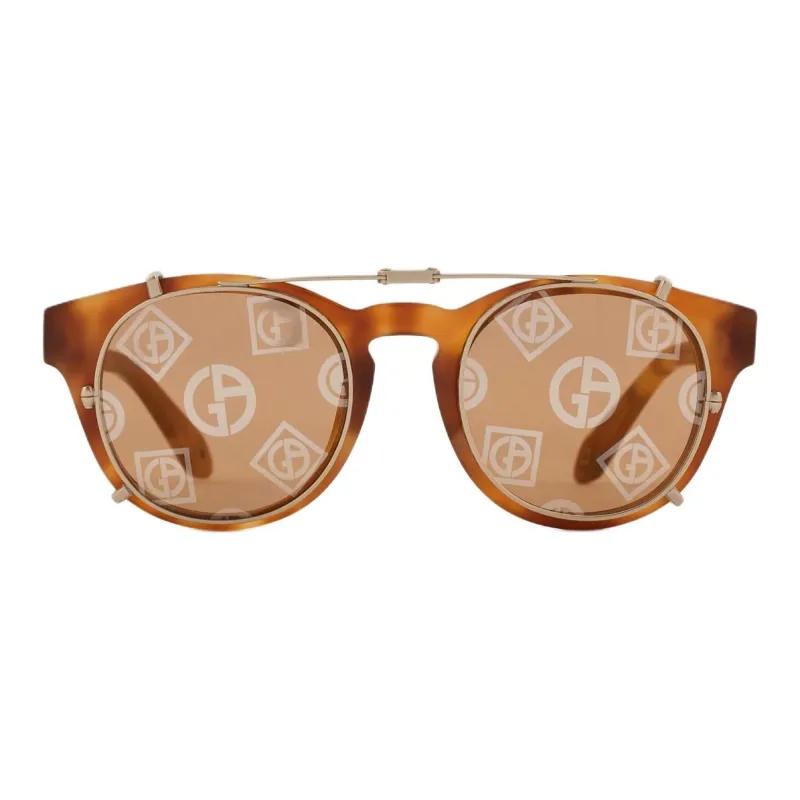 GIORGIO ARMANI Acetate Biodegradable Fiber Irregular Shape Sunglasses Men's Brown-1