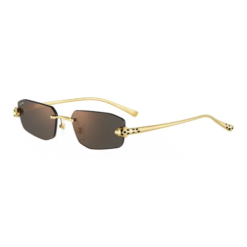 CARTIER Metal Irregular Shape Sunglasses Unisex Gold