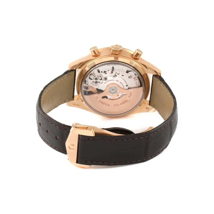 OMEGA Automatic Mechanical Movement Men's Watches Watch 41.5mm Silver Dial K Gold Watch Case Genuine Leather Strap-2