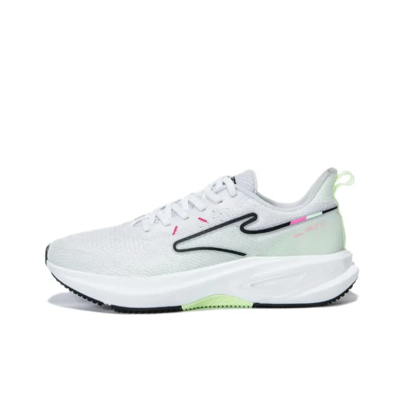 Erke Slip Resistant And Breathable Low Top Running Shoes Women's White Green-0