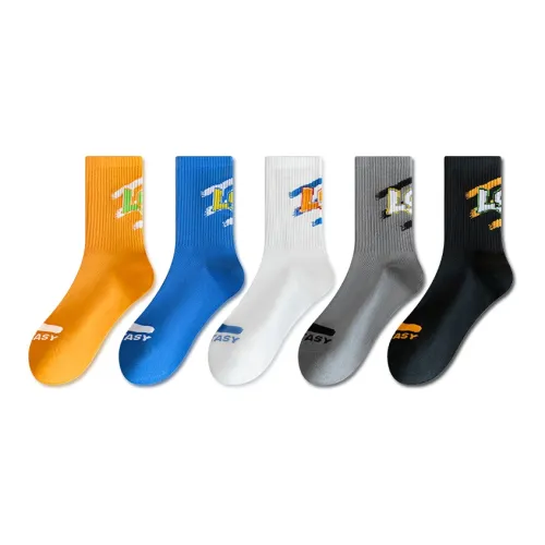 Taste The Color Mid Calf Socks Unisex 5 Pack