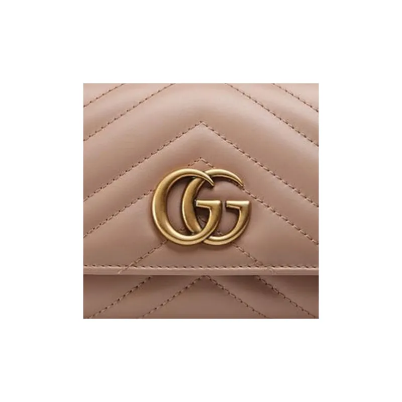 GUCCI Marmont Leather Wallet Women's Dark Pink-3