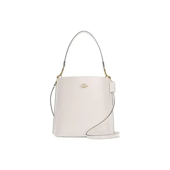 COACH Mollie Solid Color Leather Bucket Bag Handbag Shoulder Bag Crossbody Bag Large Size Women's Chalk White