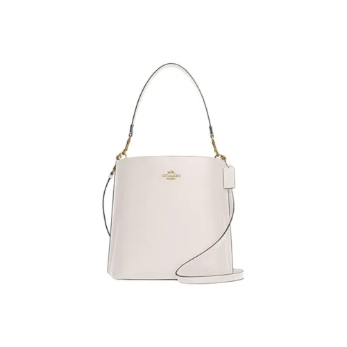 COACH Mollie Solid Color Leather Bucket Bag Handbag Shoulder Bag Crossbody Bag Large Size Women's Chalk White