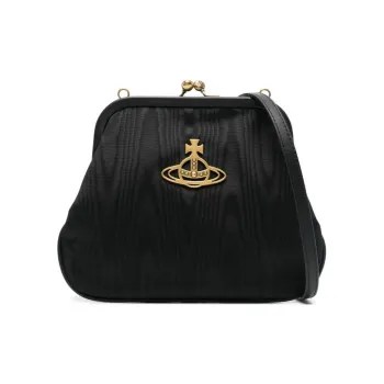 Vivienne Westwood Calfskin Textile One Shoulder Clutch Women's Black