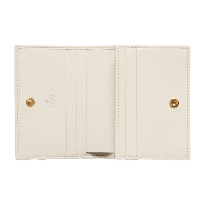 GUCCI Horsebit 1955 Canvas With Leather Canvas Bag Card Holder Wallet Women's Ebony/White-4