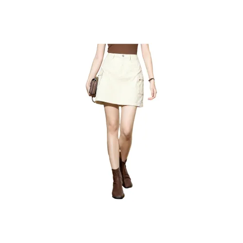 SMEN Denim Short Skirts Women's Beige