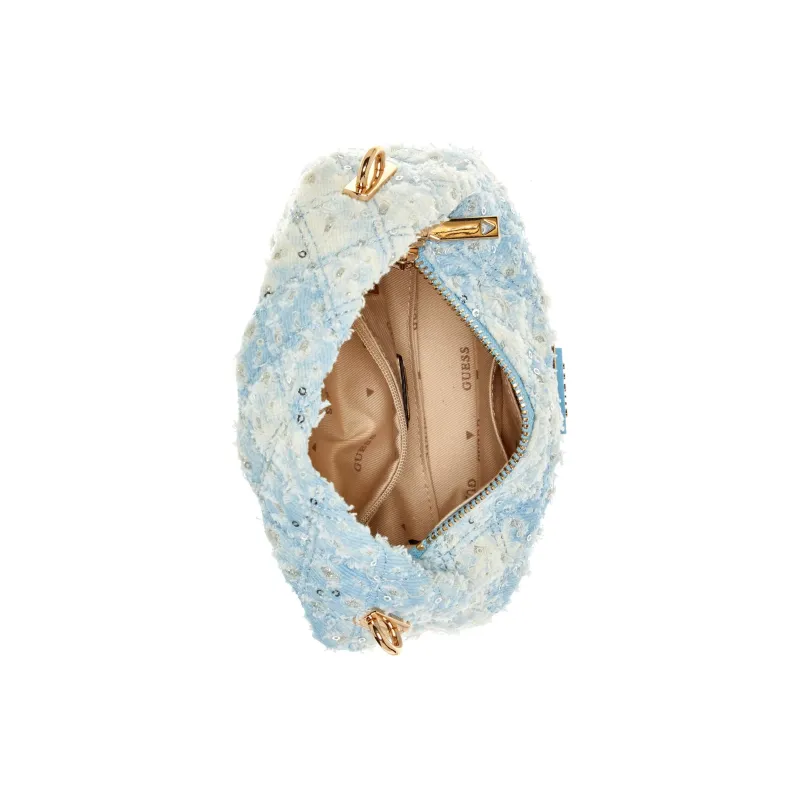 GUESS Sequins Denim Shoulder Bag Crossbody Bag Handbag Mini Women's Blue-3