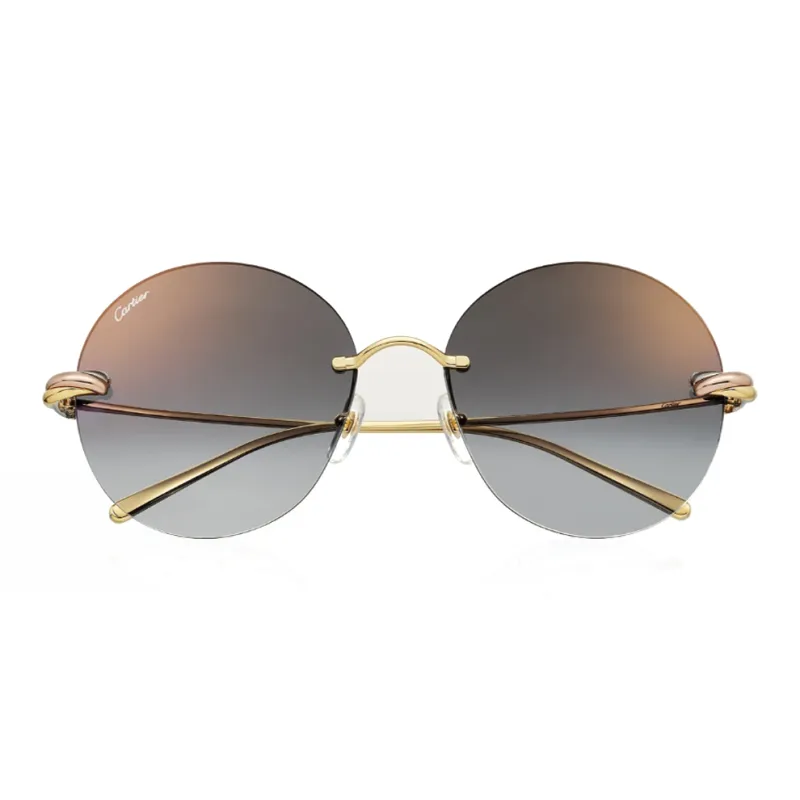 CARTIER Metal Round Sunglasses Unisex Gold-2