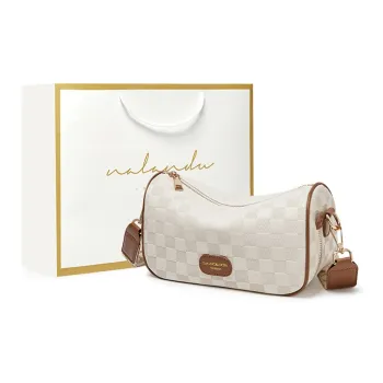 Narandu Cow Leather Pillow Bag Crossbody Bag Shoulder Bag Medium Size Women's White & Coffee/Coffee