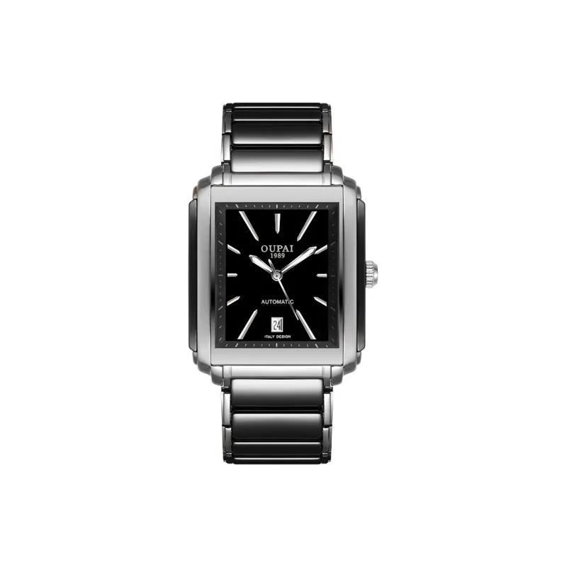 OUPAI Automatic Mechanical Movement Ceramic Strap Watch Men's Watches Black Dial OP80060-2