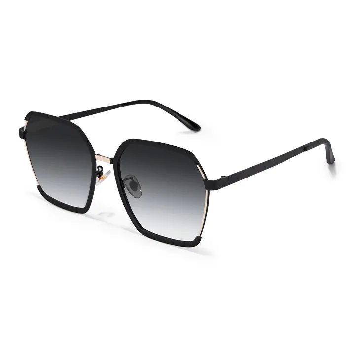 Narandu Metal Square Sunglasses Unisex Ecru/Bright Black-1