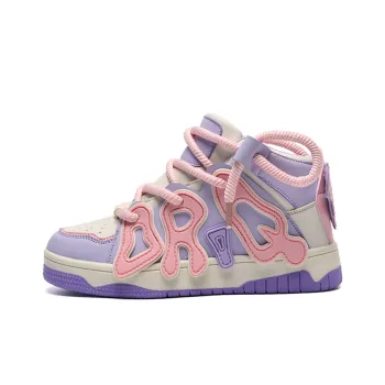 T628 Letter Puffy Shoes Height Increasing High Top Skateboard Shoes Women's Taro Purple