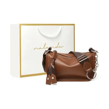 Narandu Cow Leather/Synthetic Leather Pillow Bag Shoulder Bag Crossbody Bag Medium Size Women's Caramel Brown