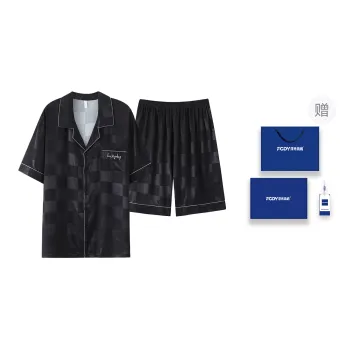 Floating Light Islands Pajama Set Men's Black