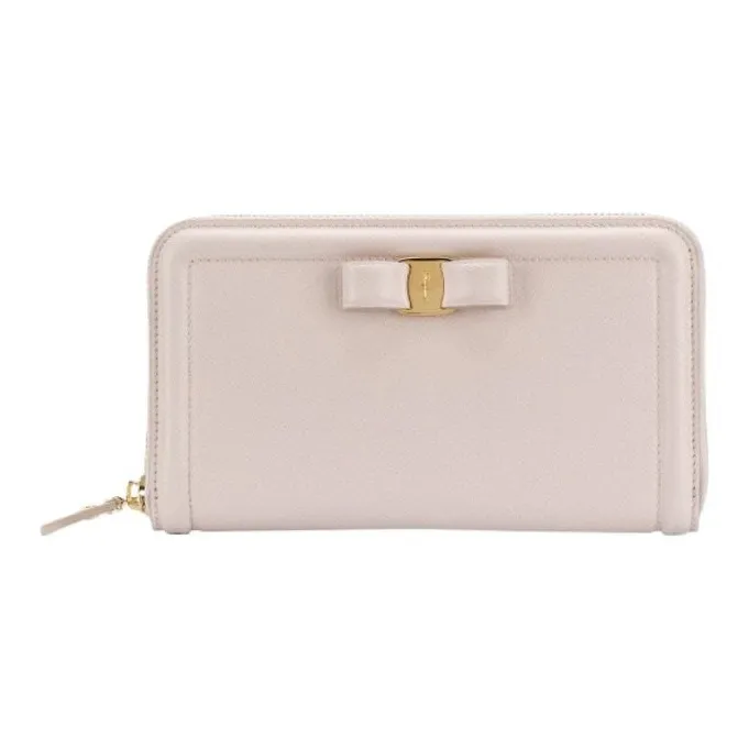 FERRAGAMO Vara Calfskin Wallet Women's Light Pink-0