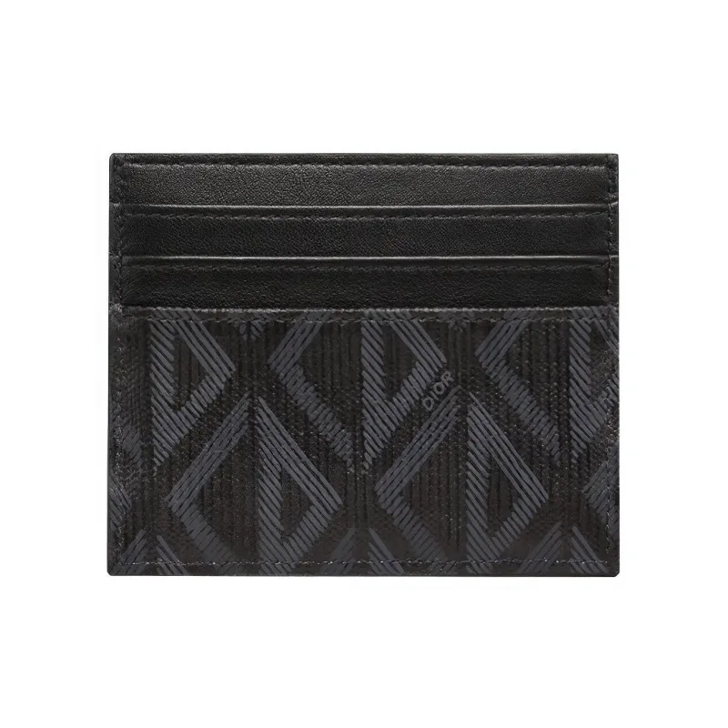 DIOR CD Diamond Canvas With Leather Wallet Card Holder Card Holder Men's Black-1