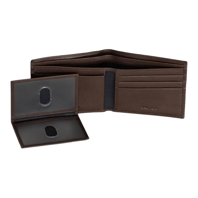 NAUTICA Leather Card Holder Wallet Regular Men's Brown Stones-1