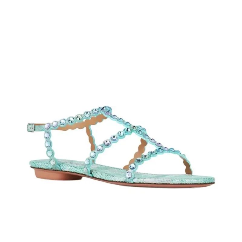 AQUAZZURA Tequila Flat Leather Sandals-2