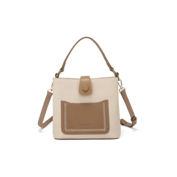 MEXICAN Cow Leather With Synthetic Leather Handbag, Shoulder Bag, Crossbody Bag Regular Women's Apricot/Burnt Tea Brown