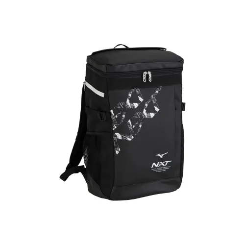 Mizuno Synthetic Leather Bonded Polyester Backpack Unisex Black & White
