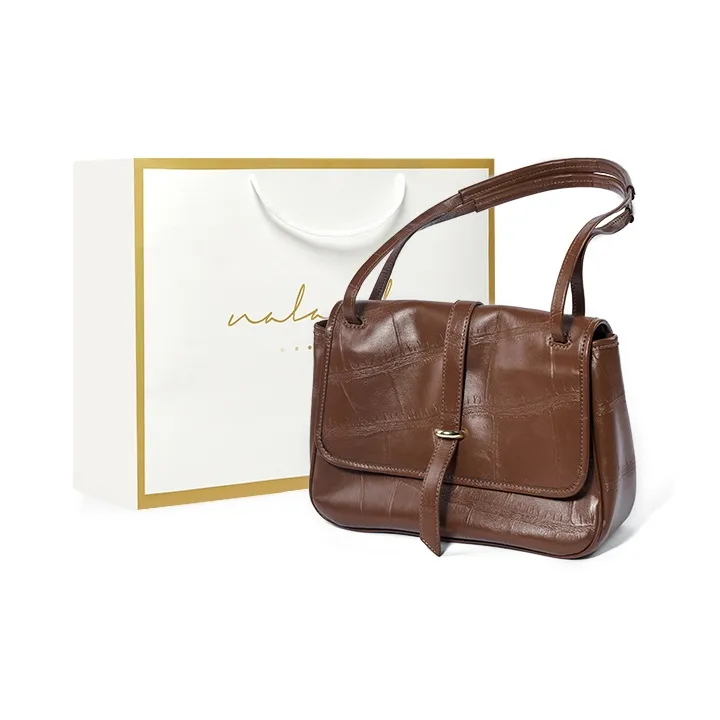Narandu Cow Leather Shoulder Bag Crossbody Bag Large Size Women's Brown-0