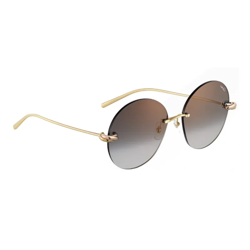 CARTIER Metal Round Sunglasses Unisex Gold-1