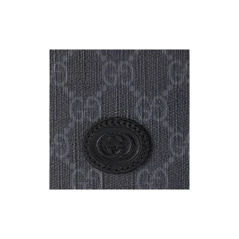 GUCCI GG Canvas With Leather Trim Card Holder, Wallet, Coin Purse Regular Men's Black-4