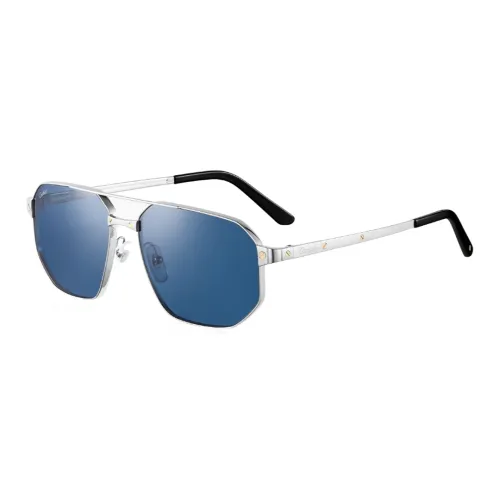 CARTIER Metal Aviator Sunglasses Unisex Silver