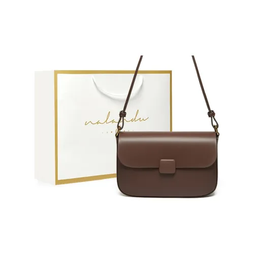 Narandu Cow Leather Small Square Bag Shoulder Bag Crossbody Bag Medium Size Women's Coffee/Midnight Black/Ecru