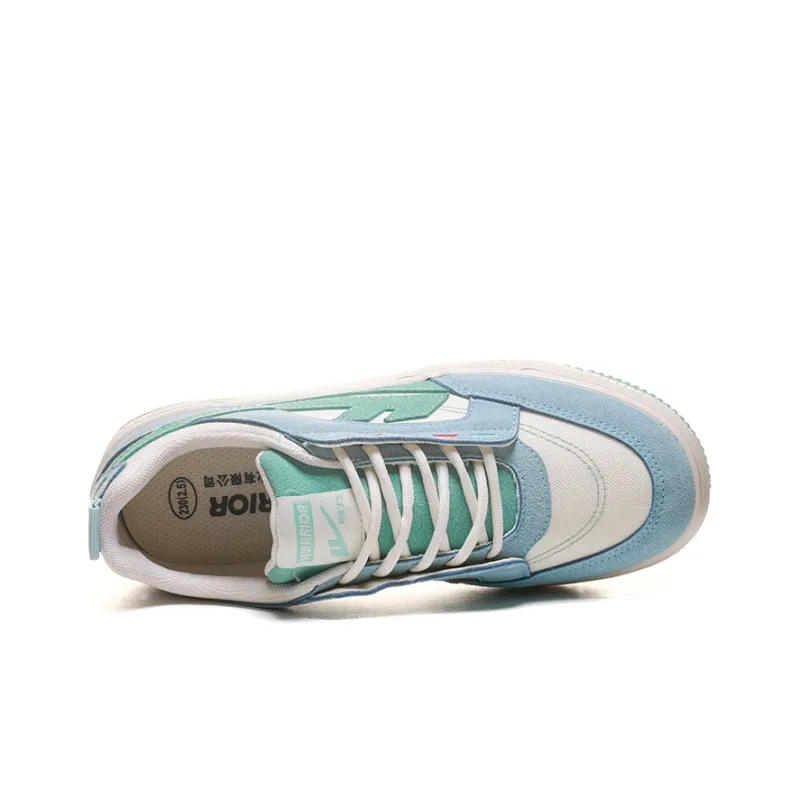 Warrior Comfortable And Versatile Anti Slip And Wear Resistant Lightweight Low Top Canvas Shoes Women's Beige Blue-2