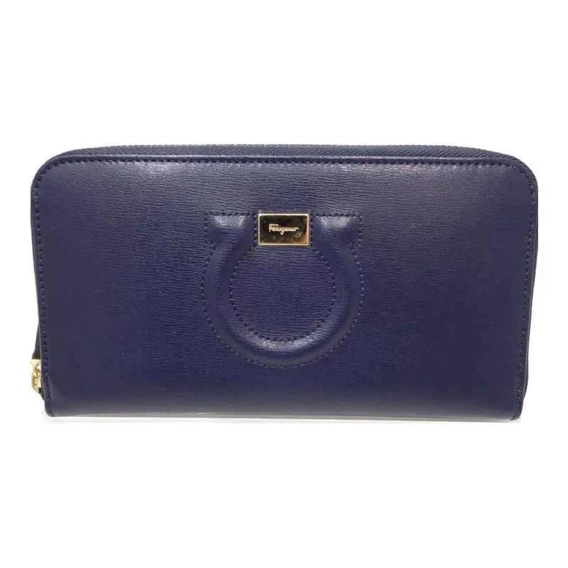 FERRAGAMO Leather Wallet Women's Marine Blue-0