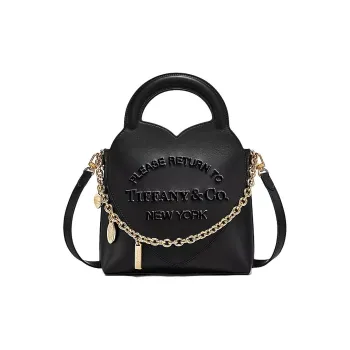 TIFFANY & CO. Calfskin Tote Bag, Shopping Bag, Handbag, Shoulder Bag, Crossbody Bag Mini Women's Black